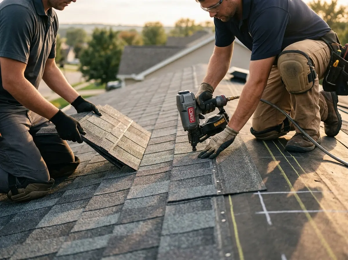 Professional roofer working on a residential roof in Deerpark